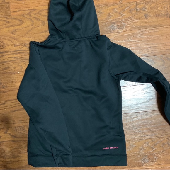 WOMENS BLACK AND PINK CAMO UNDER ARMOR HOODIE - Picture 4 of 5
